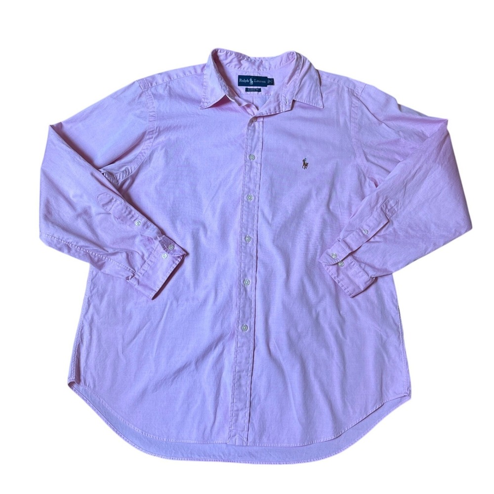 Ralph Lauren Button Down Shirt Mens Pink Classic Fit Long Sleeve SIZE 17 34/35
